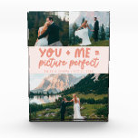 Bloque Para Fotos Tú y Yo Imagen Perfecta Recién Casados Melocotón<br><div class="desc">Recuerdo de boda caprichoso y divertido que incluye 3 fotos de los recién casados con un texto tipográfico que dice "tú   yo = imagen perfecta". Melocotón.</div>