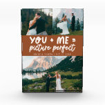 Bloque Para Fotos Tú y Yo Imagen Perfecta Recién Casados Terracota<br><div class="desc">Recuerdo de boda caprichoso y divertido con 3 fotos de los recién casados y un texto tipográfico que dice "tú   yo = imagen perfecta". Terracota.</div>