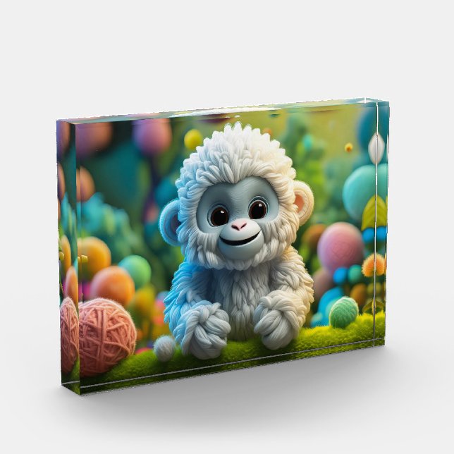 Bloque Para Fotos Un lindo bebé Yeti hecho de hilo (Izquierda)