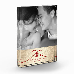 Bloque Para Fotos Unión de nudos rojos doble felicidad Boda chino