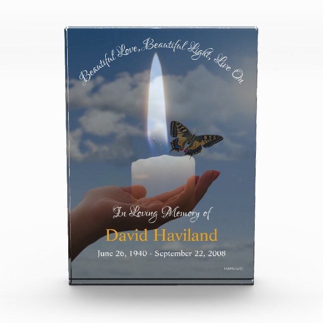 Bloque Para Fotos Vela de mano HAMbWG con mariposa (Anverso)