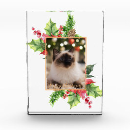 Bloque Para Fotos Verdor de Navidad en acuarela con poinsettia 