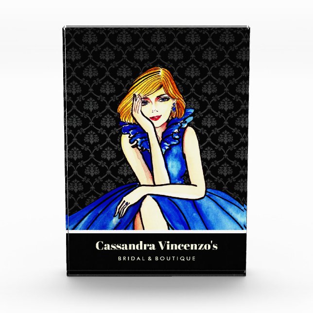 Bloque Para Fotos Vestido de Cocktail de Novia Azul Real Oscuro con  (Anverso)