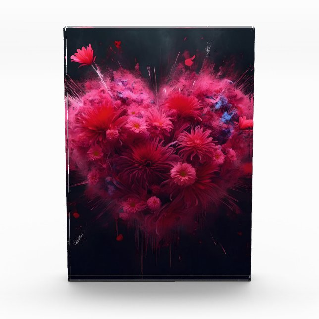 Bloque Para Fotos Vibrante ráfaga de corazón rosado (Anverso)