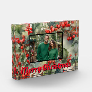 Bloque Para Fotos Vintage Holly deja a Holly berries