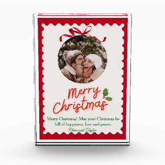 Bloque Para Fotos Vintage Red and Green Illustrated Merry Christmas
