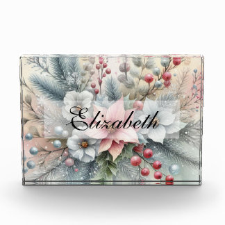 Bloque Para Fotos Vintage Watercolor Navidades Floral y Ornamentos