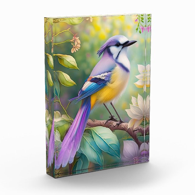 Bloque Para Fotos Violet Tufted Jay Fantasy Bird (Izquierda)