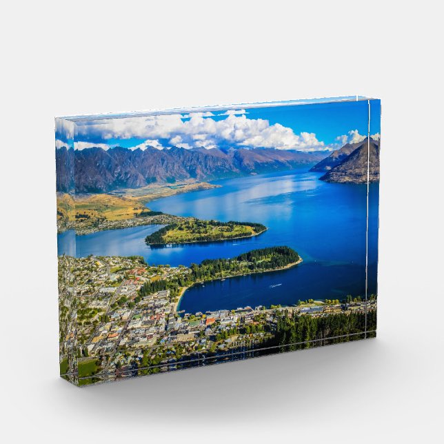 Bloque Para Fotos Vista de Queenstown desde el pico de Bob, Nueva Ze (Izquierda)