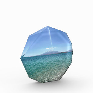 Bloque Para Fotos Vista del agua cristalina Blue Sky Beach Vibe Tran