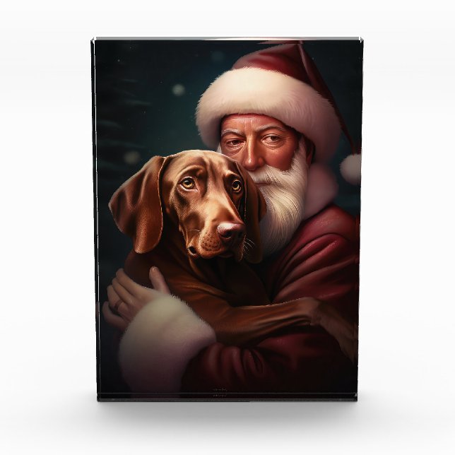 Bloque Para Fotos Vizsla con Navidades festivos de Santa Claus (Anverso)