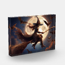 Vuelo en la luna de bruja de Halloween Steampunk