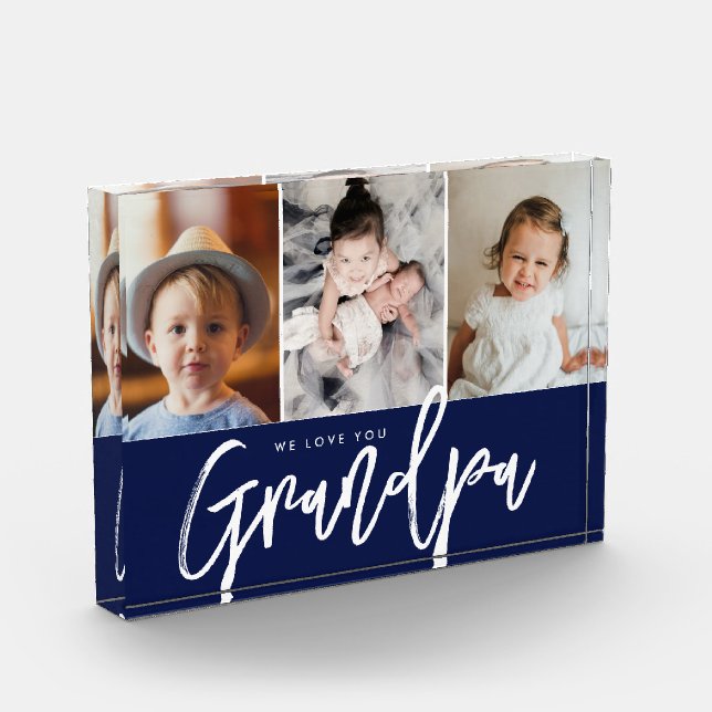 Bloque Para Fotos We love you Grandpa Blue Grandchildren photos (Izquierda)