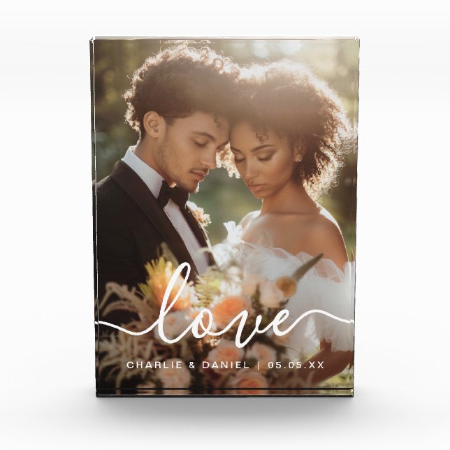 Bloque Para Fotos Wedding engagement photo love names date display (Anverso)