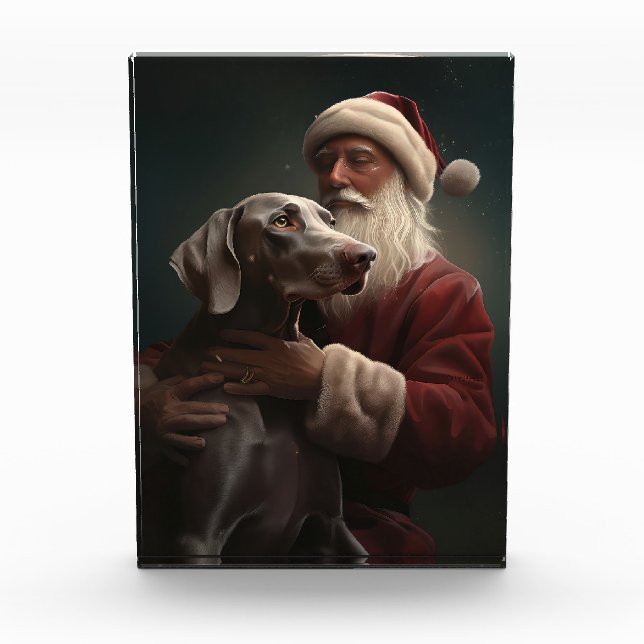 Bloque Para Fotos Weimaraner Con Navidades Festividades De Santa Cla (Anverso)