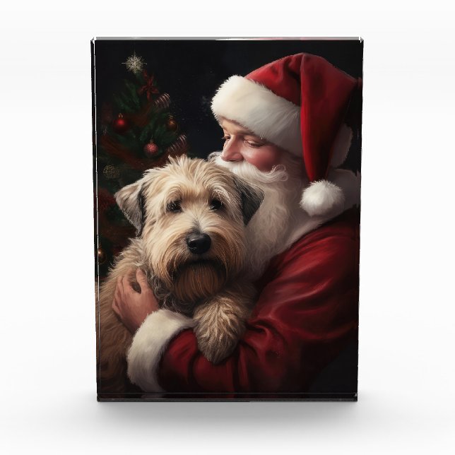 Bloque Para Fotos Wheaton Terrier Con Navidades festivos de Santa Cl (Anverso)