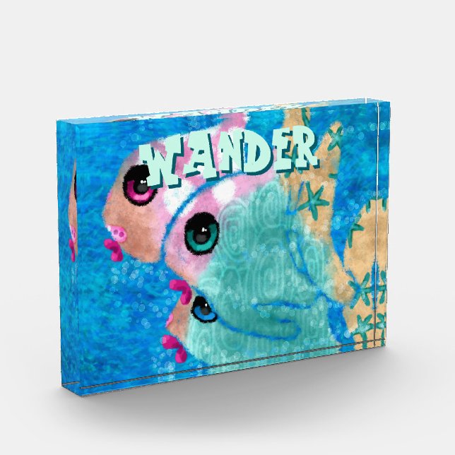 Bloque Para Fotos Whimsical Abstract Fish Trio Blue Personalized (Izquierda)