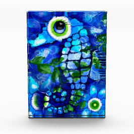Bloque Para Fotos Whimsical Abstract Seahors Blue Verde azulado Gree