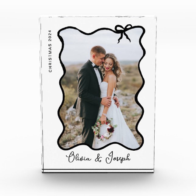 Bloque Para Fotos Whimsical Bow | Blanco y negro (Anverso)