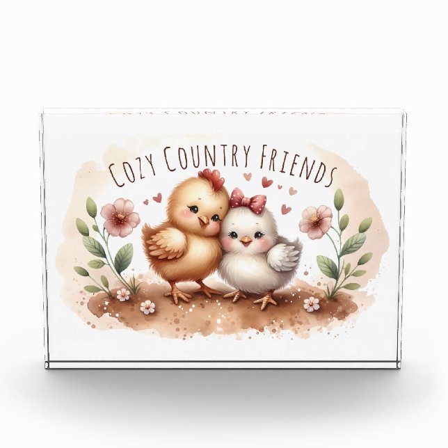 Bloque Para Fotos Whimsical Chick Duo Cottagecore Watercolor (Anverso)