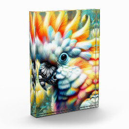 Bloque Para Fotos Whimsical Cockatoo Ave Amarillo Poppies Floral