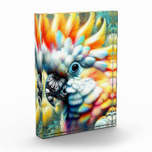 Bloque Para Fotos Whimsical Cockatoo Ave Amarillo Poppies Floral