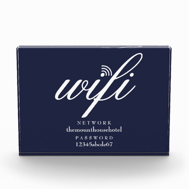 Bloque Para Fotos Wifi Network and Password Sign Navy Blue (Anverso)