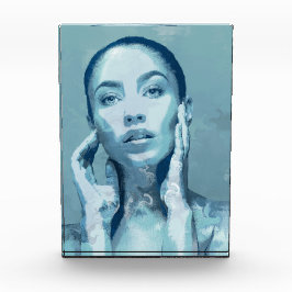 Bloque Para Fotos "Woman in Blue" Premium Canvas