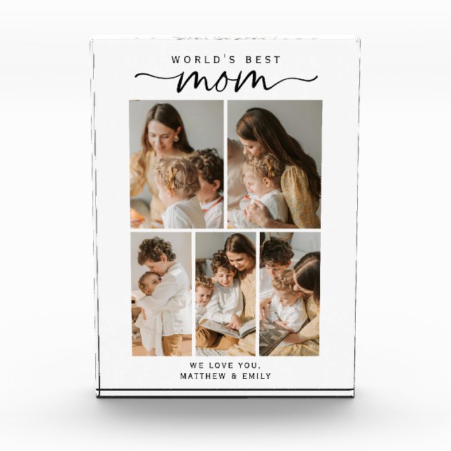 Bloque Para Fotos World's Best Mom Photo Collage Script Photo Block (Anverso)
