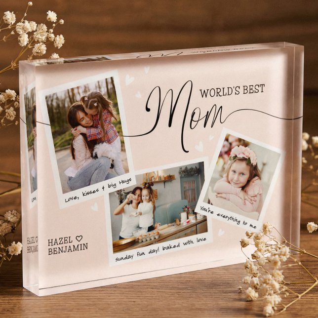 Bloque Para Fotos World's Best Mom Script Photo Collage Mother's Day (World's Best Mom Script Photo Collage Mother's Day)