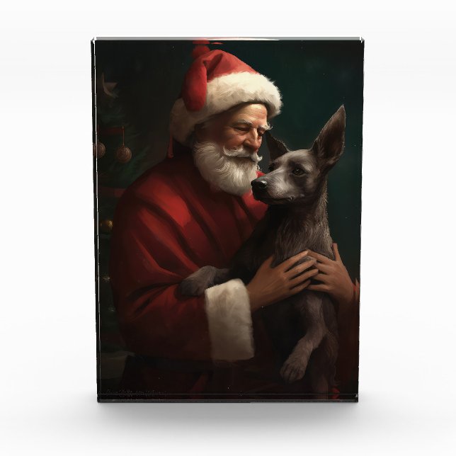 Bloque Para Fotos Xoloitzcuintli Con Navidades festivos de Santa Cla (Anverso)