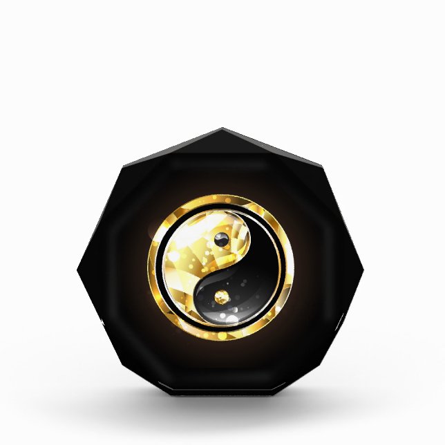 Bloque Para Fotos Yin Yang dorado sobre negro (Anverso)