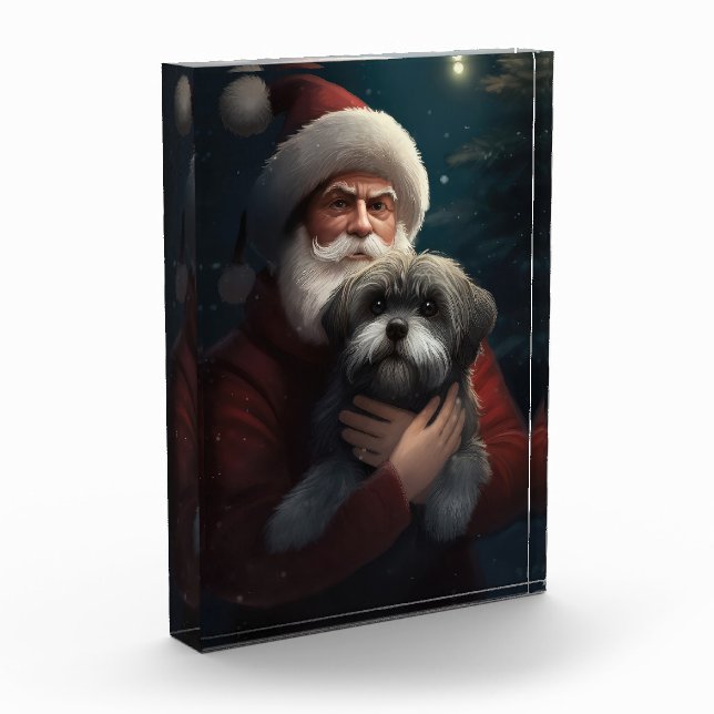 Bloque Para Fotos Yorkipoo con Navidades festivos de Santa Claus (Izquierda)