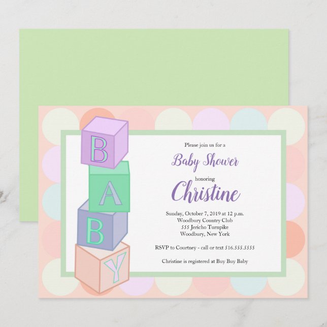 Bloquea la invitación a Baby Shower (Anverso / Reverso)