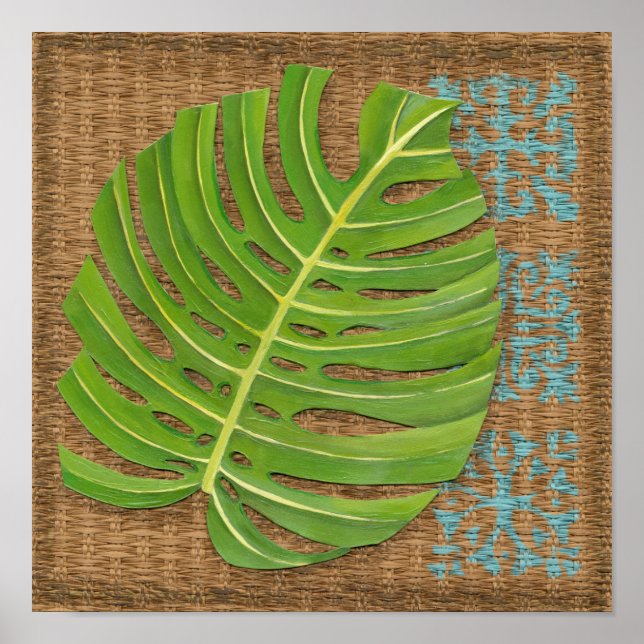 Bloquear la impresión de palma en fondo de mimbre (Frente)