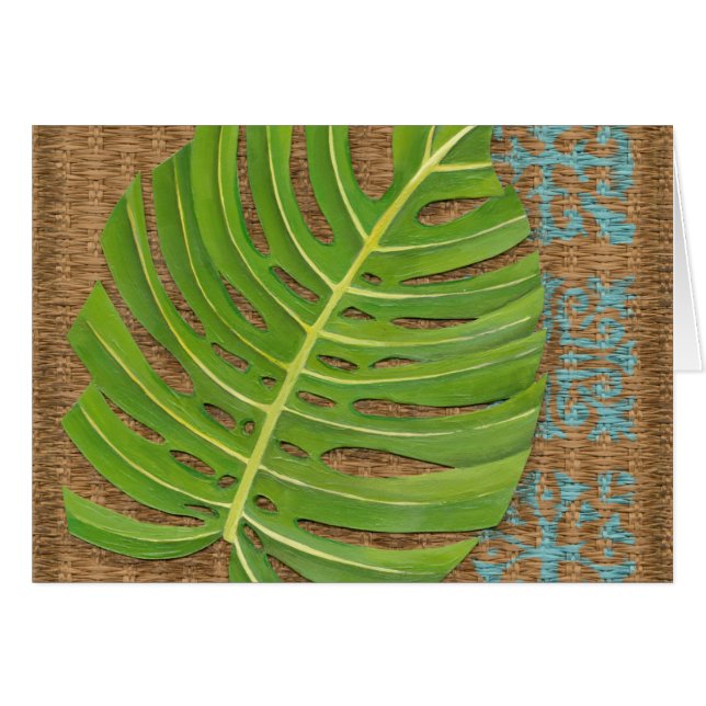 Bloquear la impresión de palma en fondo de mimbre (Anverso (Horizontal))