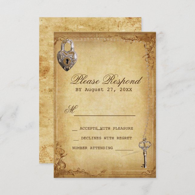 Bloqueo cardíaco y boda vintage clave RSVP (Anverso / Reverso)