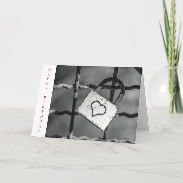 Bloqueo de amor en tarjeta de cumpleaños en blanco (Anverso)