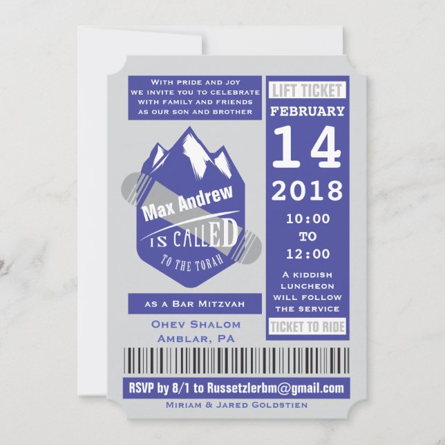 BLOQUEO DE REGALOS Mitzvah Invitación (Anverso)
