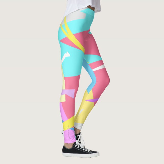 Bloques Coloridos Centrados Abstract Leggings (Derecha)