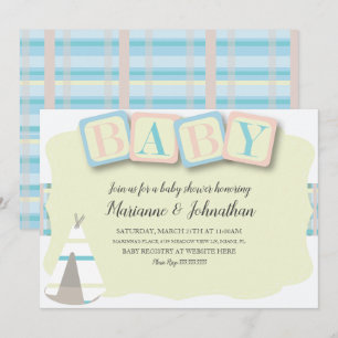 Bloques de Baby Shower Invitación Bohemio Tribal a