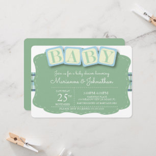 Bloques de Baby Shower Niño Cuadrados Invitación