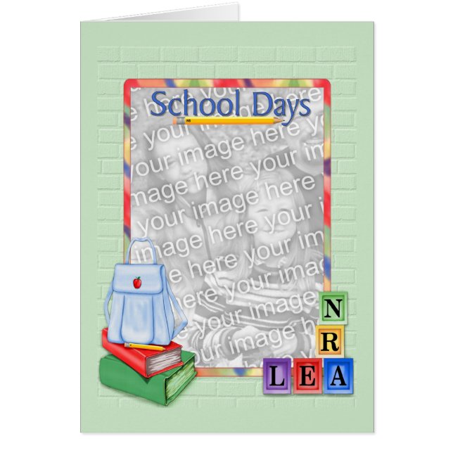 Bloques de días escolares - Tarjeta de foto (Frente)