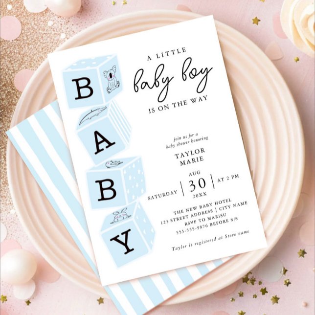 Bloques de juguete | Boy Baby Shower Invitación Az (Subido por el creador)