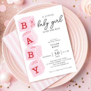 Bloques de juguete Chica Baby Shower Invitación