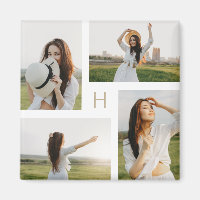 Bloques de Monograma Editables Imán de Foto de Col