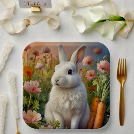 Blossom Bunny y plato de papel de parche de zanaho