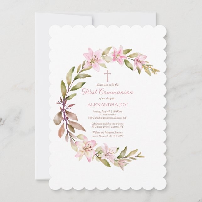 Blossom Crescent Primera Invitación a la Comunión (Anverso)