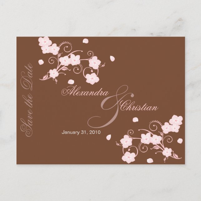 Blossom rosa Guardar la Invitación Boda de fechas (Anverso)