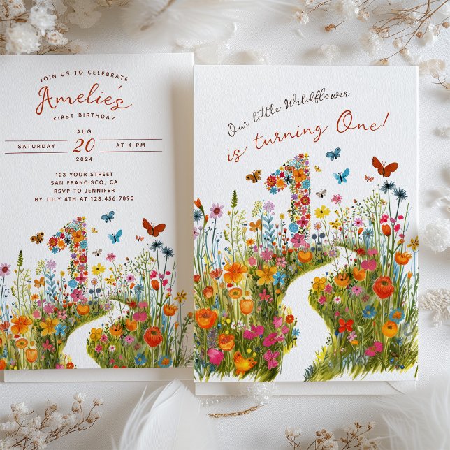 Blossoming One: Invitación de Primer Cumpleaños Fl (Subido por el creador)